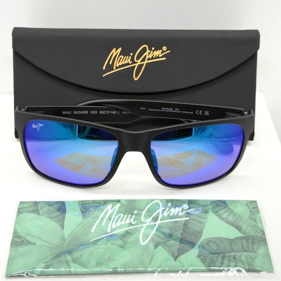 Maui Jim B432-2M Red Sands Matte Black Frame Blue Hawaii Polorized Lenses - Picture 1 of 9